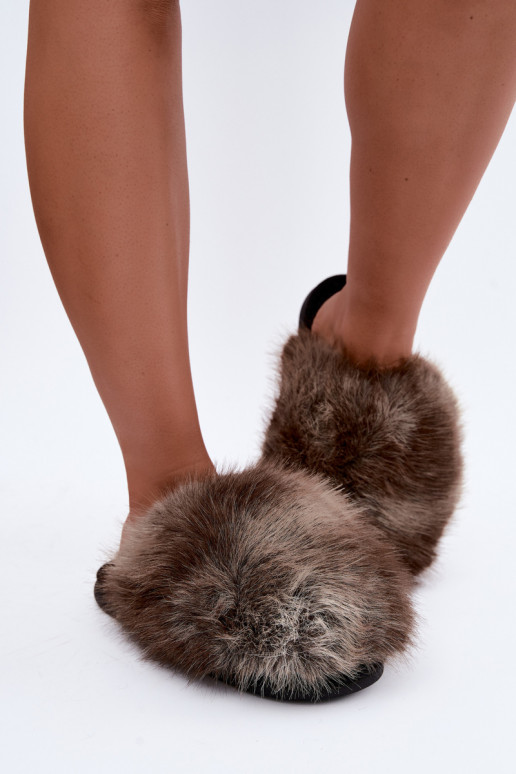 Chaussons pour femmes Bellisane avec fourrure brune
