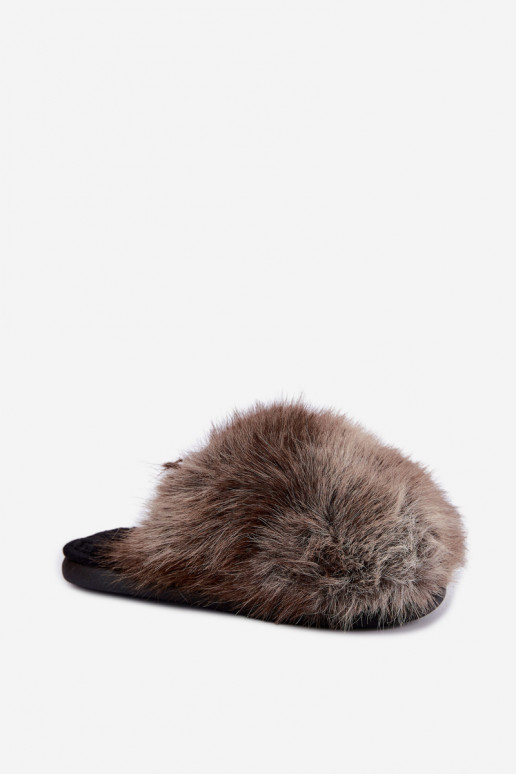 Chaussons pour femmes Bellisane avec fourrure brune