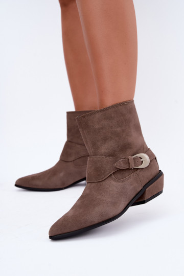 Bottines isolées Serenelle de style cowboy en daim synthétique couleur sable 2