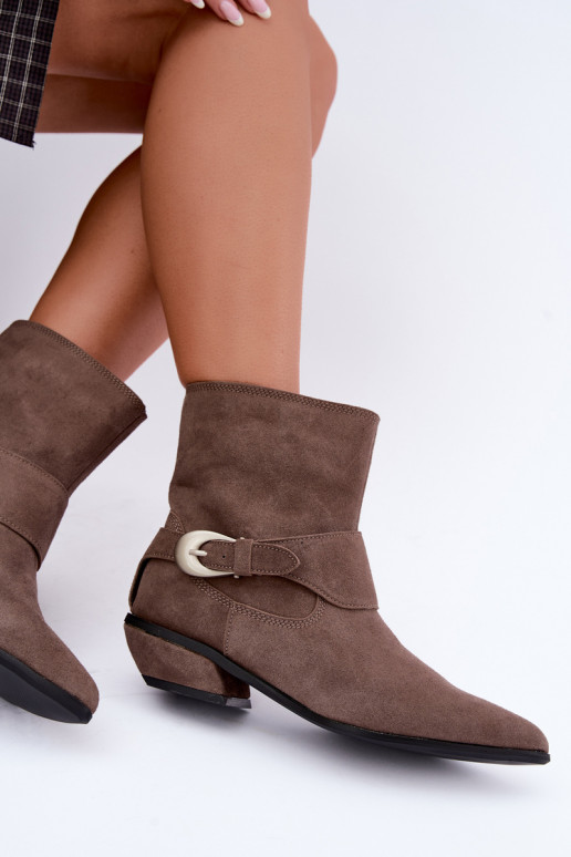 Bottines isolées Serenelle de style cowboy en daim synthétique couleur sable