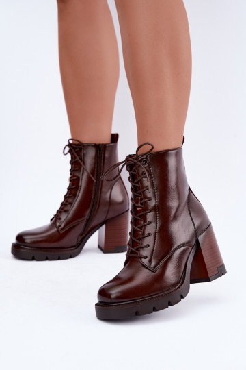 Bottines isolées avec talons marron foncé Isalys 2
