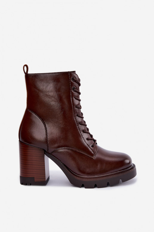 Bottines isolées avec talons marron foncé Isalys