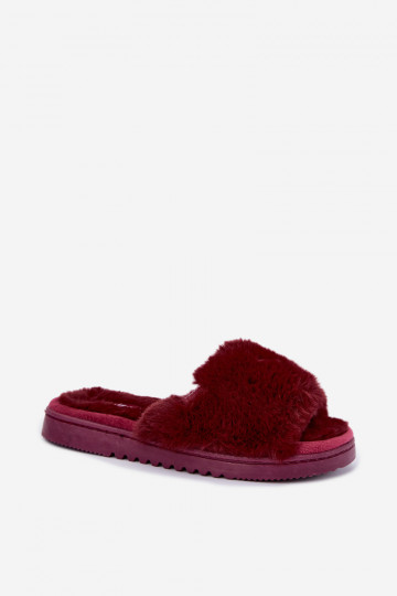 Chaussons pour femmes avec fourrure couleur bordeaux Loraline