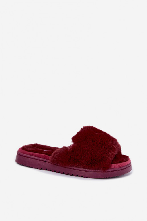 Chaussons pour femmes avec fourrure couleur bordeaux Loraline