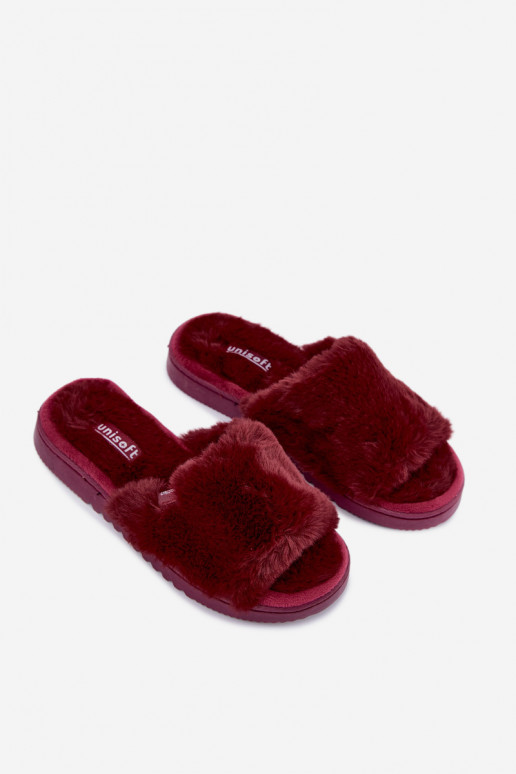 Chaussons pour femmes avec fourrure couleur bordeaux Loraline