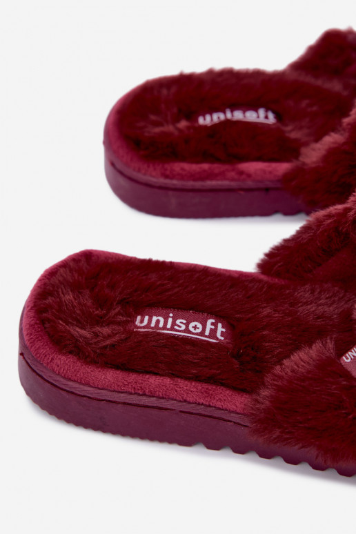 Chaussons pour femmes avec fourrure couleur bordeaux Loraline