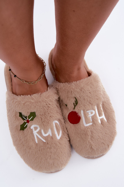 Chaussons pour femmes avec inscription couleur sable Perelle