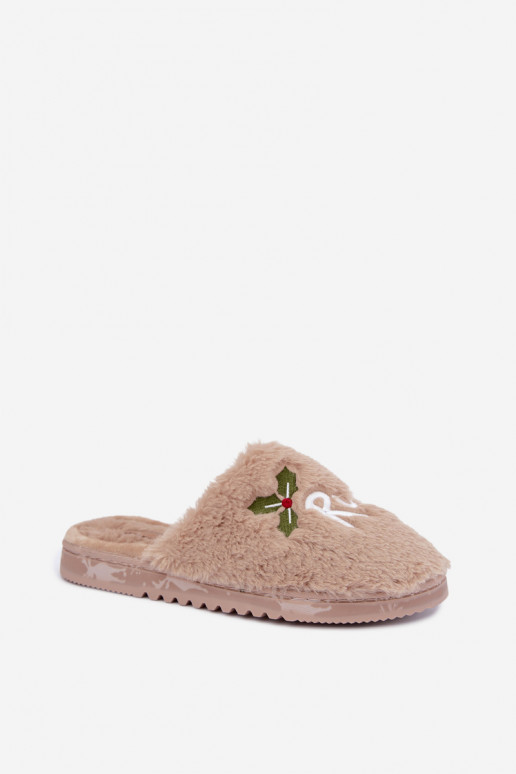 Chaussons pour femmes avec inscription couleur sable Perelle