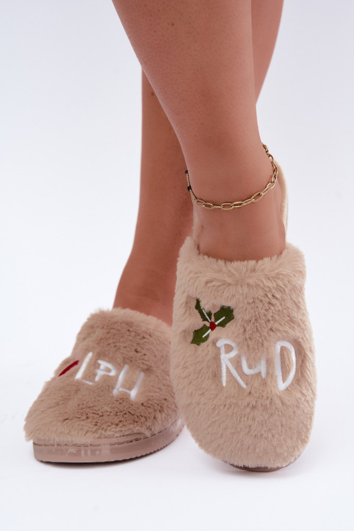 Chaussons pour femmes avec inscription couleur sable Perelle