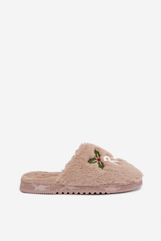 Chaussons pour femmes avec inscription couleur sable Perelle