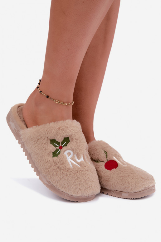 Chaussons pour femmes avec inscription couleur sable Perelle