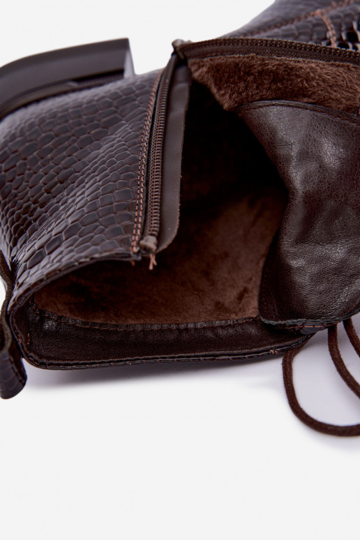 Bottines isolées avec effet verni et embossage Vinceza 58659 chocolat