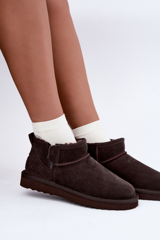 Bottes de neige en faux daim avec fermeture éclair couleur chocolat Vinceza 97971