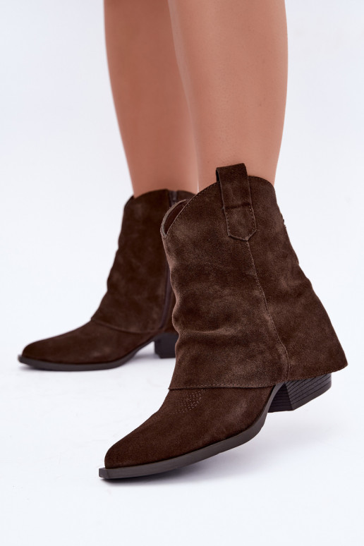 bottines doublées avec talons Vinceza 31715 en couleur chocolat