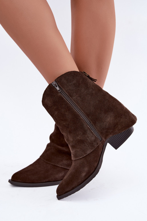 bottines doublées avec talons Vinceza 31715 en couleur chocolat