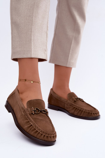 mocassins en daim avec volants et décoration Vinceza 31718 en couleur sable