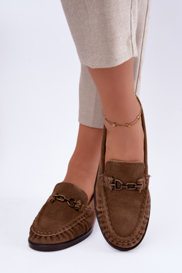 mocassins en daim avec volants et décoration Vinceza 31718 en couleur sable 2