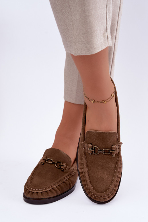 mocassins en daim avec volants et décoration Vinceza 31718 en couleur sable