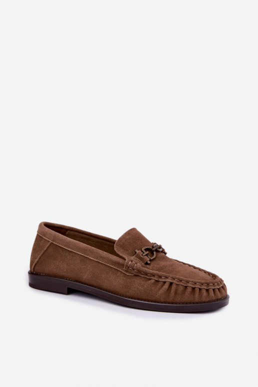 mocassins en daim avec volants et décoration Vinceza 31718 en couleur sable