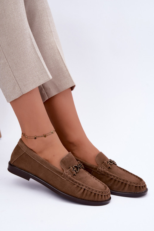 mocassins en daim avec volants et décoration Vinceza 31718 en couleur sable
