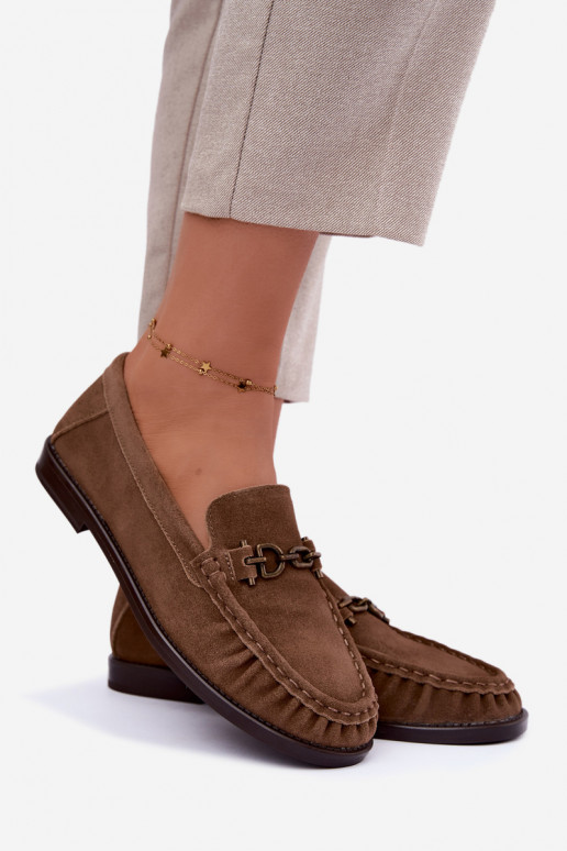 mocassins en daim avec volants et décoration Vinceza 31718 en couleur sable