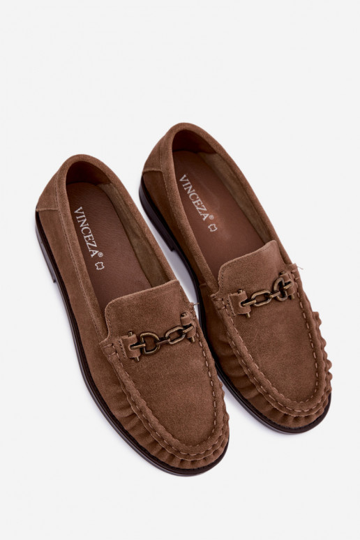 mocassins en daim avec volants et décoration Vinceza 31718 en couleur sable