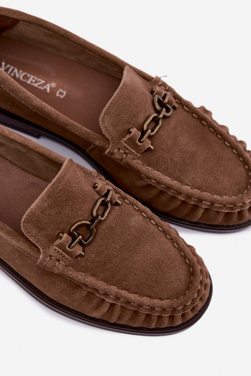 mocassins en daim avec volants et décoration Vinceza 31718 en couleur sable