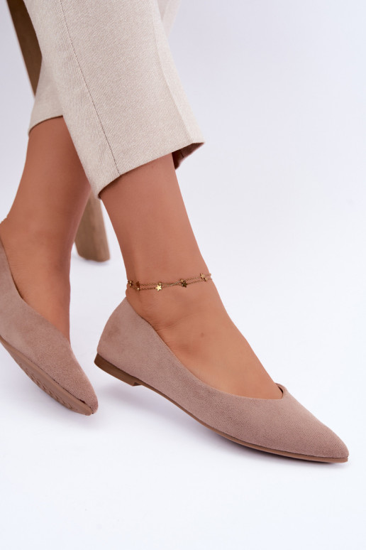 ballerines en faux daim en couleur sable Lelisa