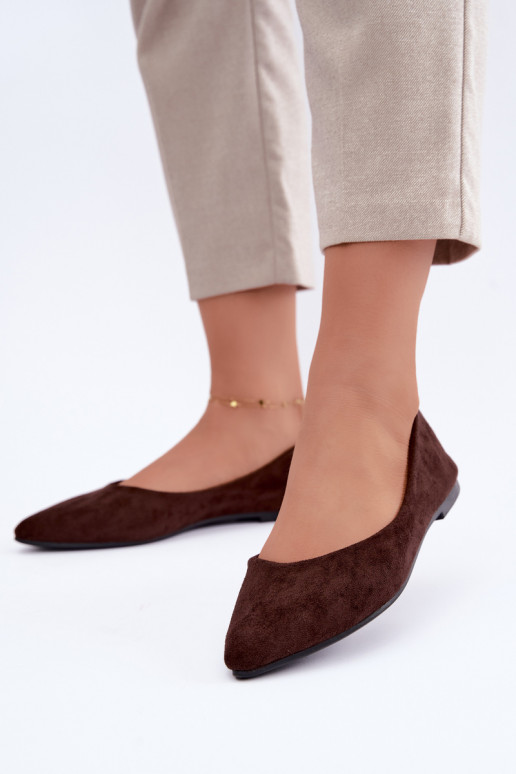 ballerines en faux daim en couleur chocolat Lelisa