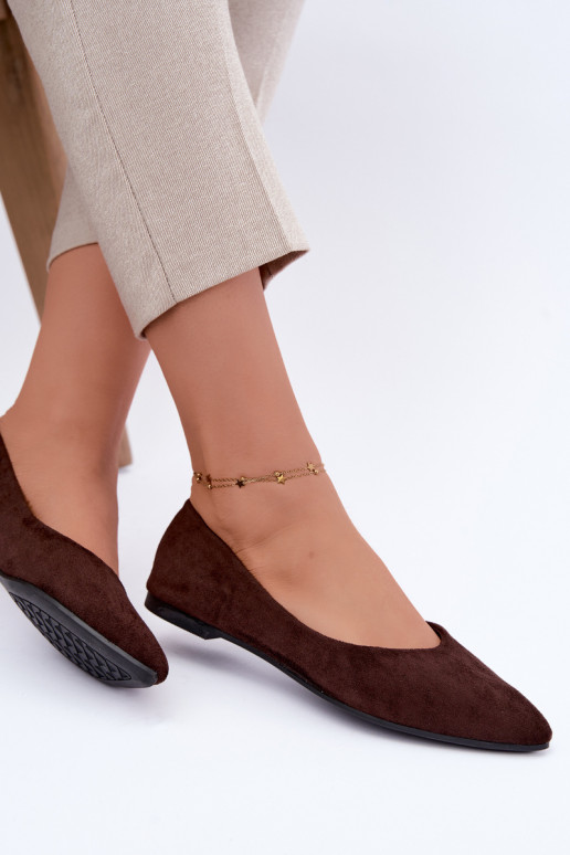 ballerines en faux daim en couleur chocolat Lelisa