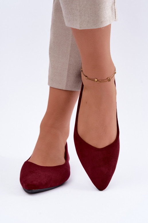 ballerines en faux daim en couleur bordeaux Lelisa