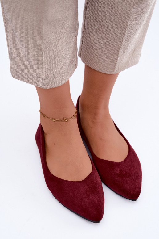 ballerines en faux daim en couleur bordeaux Lelisa