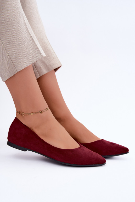 ballerines en faux daim en couleur bordeaux Lelisa