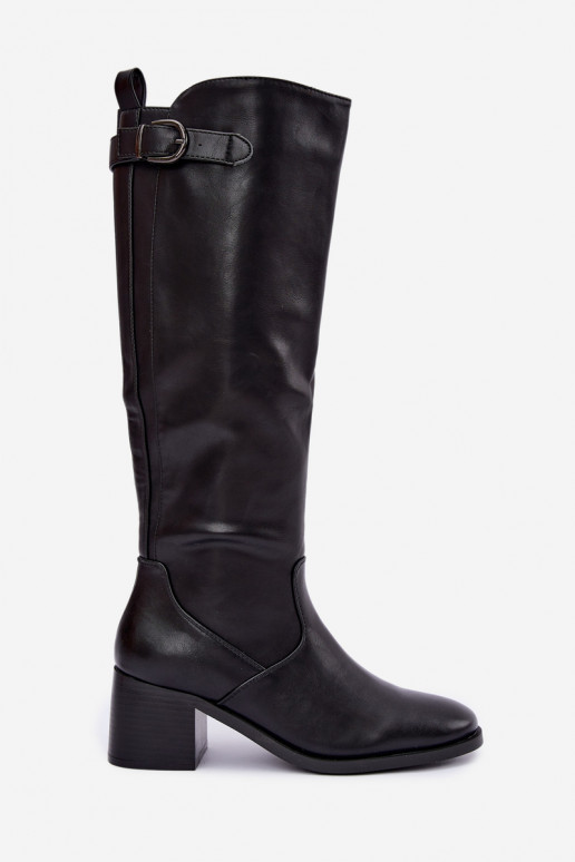 bottes longues doublées avec talons et boucles en couleur noire Lestine