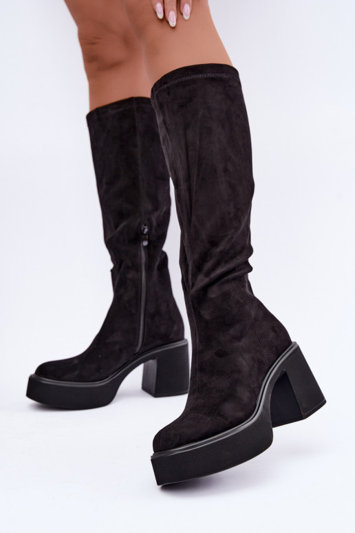 bottes longues pour femmes avec plateforme en couleur noire Nesalie