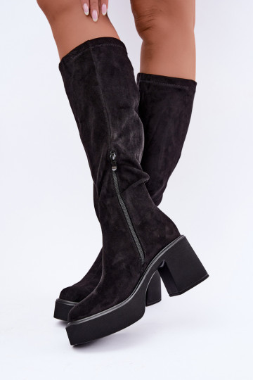 bottes longues pour femmes avec plateforme en couleur noire Nesalie 2