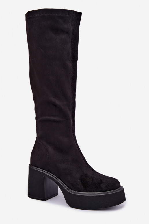 bottes longues pour femmes avec plateforme en couleur noire Nesalie