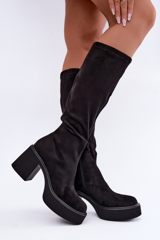 bottes longues pour femmes avec plateforme en couleur noire Nesalie
