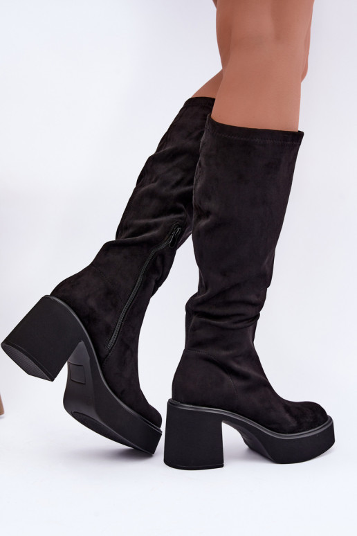 bottes longues pour femmes avec plateforme en couleur noire Nesalie