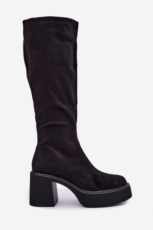 bottes longues pour femmes avec plateforme en couleur noire Nesalie