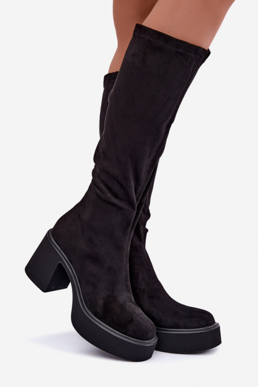 bottes longues pour femmes avec plateforme en couleur noire Nesalie