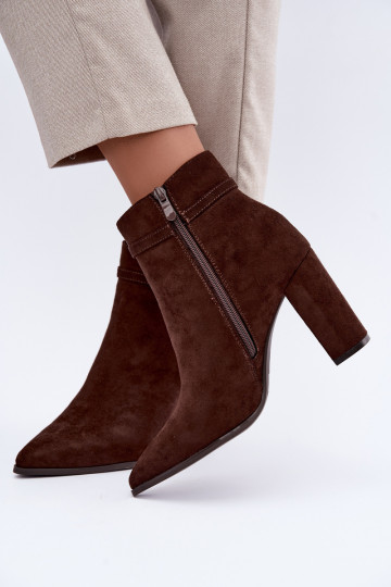 bottines avec talons et bandes décoratives en couleur chocolat Preselle 2