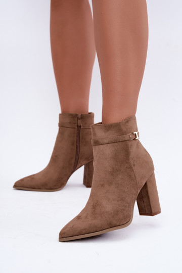 bottines avec talons et bandes décoratives en couleur sable Preselle