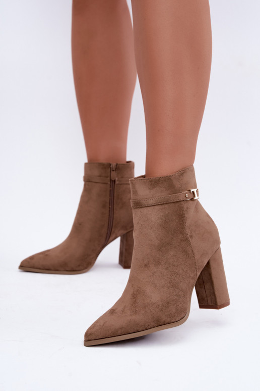 bottines avec talons et bandes décoratives en couleur sable Preselle