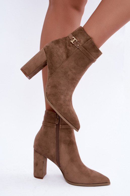 bottines avec talons et bandes décoratives en couleur sable Preselle