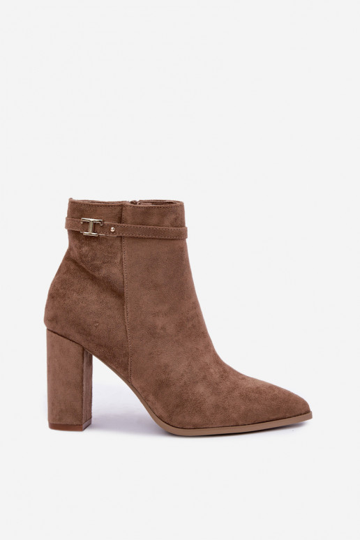 bottines avec talons et bandes décoratives en couleur sable Preselle