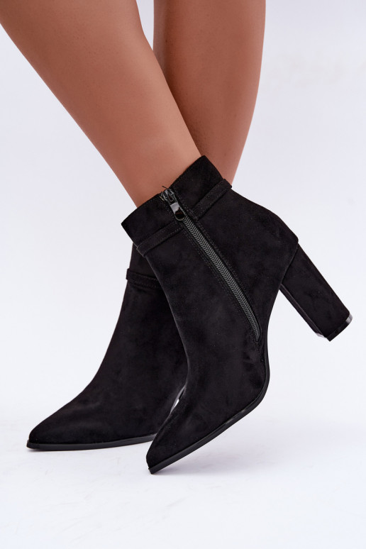 bottines avec talons et bandes décoratives en couleur noire Preselle