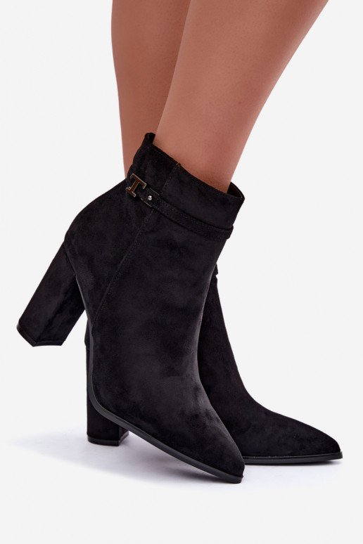 bottines avec talons et bandes décoratives en couleur noire Preselle