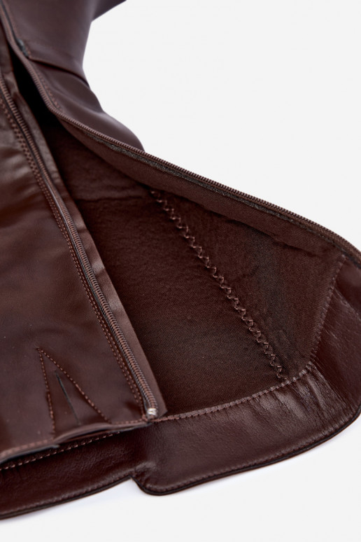bottes longues doublées avec talons et talons décorés en couleur chocolat Senvia