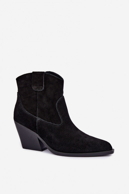 bottes en daim doublées de style cowboy avec talons en couleur noire Tirabelle